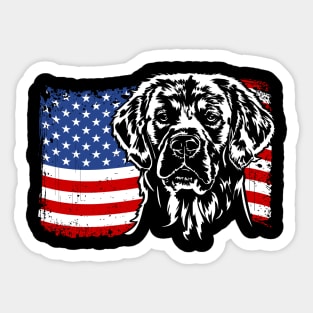 Golden Retriever Mom Dad American Flag patriotic dog Sticker